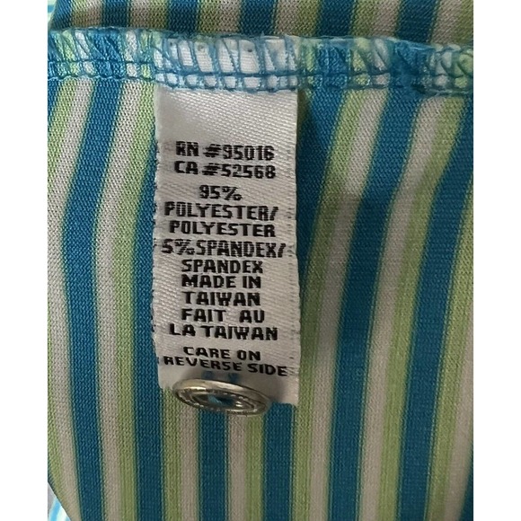 Straight Down Biltmore Polo Shirt Men Large Striped Blue Green Embroidered Patch - Picture 4 of 11